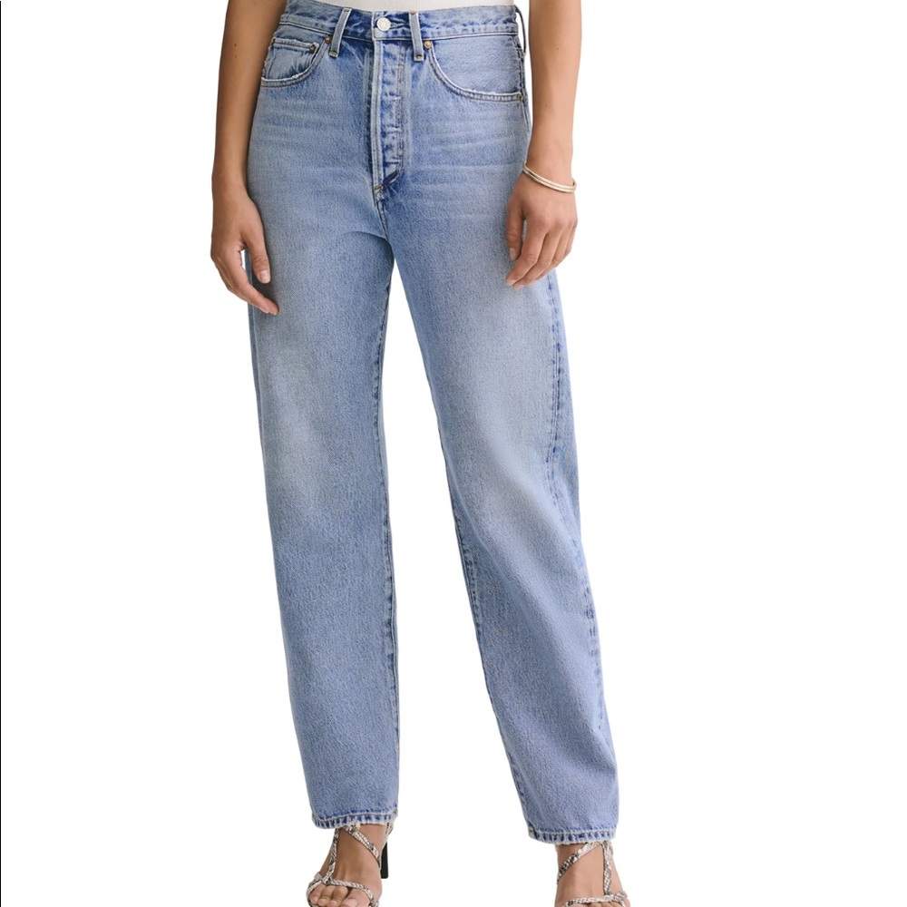Agolde Light Blue High-Rise Straight Jeans